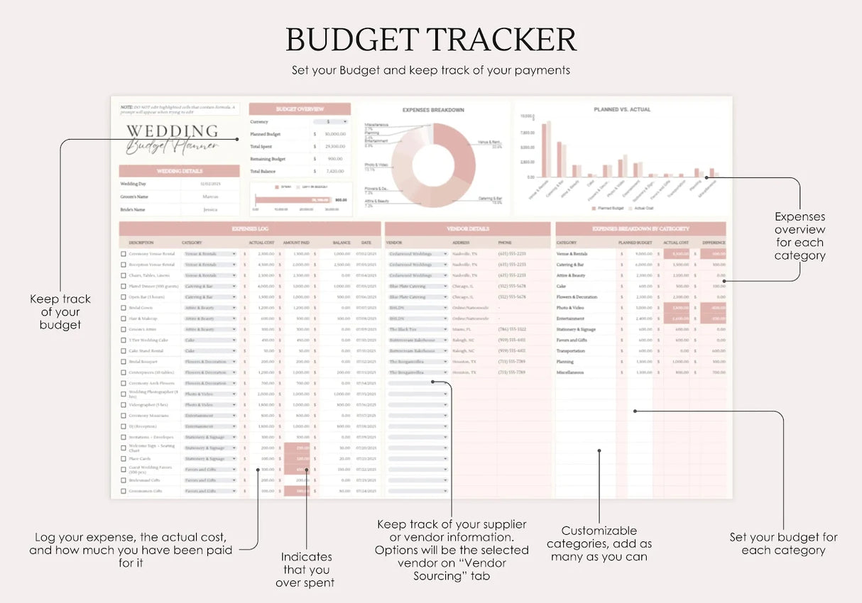 Wedding Planner Spreadsheet